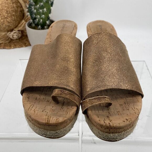 Donald‎ Pliner Janet Metallic Espadrille Wedges Cork Toe Sandal Gold 11 - Picture 4 of 15